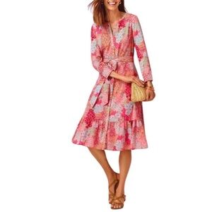 Talbots Belted Shirt Dress Clustered Garden 
Floral Feminine Spring 12P